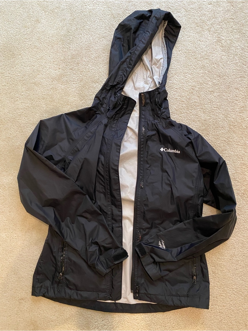 Columbia Women's Black Hooded Rain Jacket